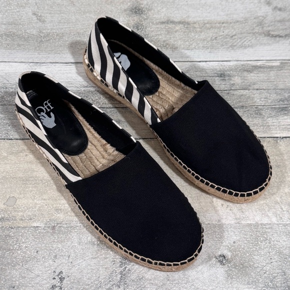Off-White Shoes - OFF-WHITE Women's Striped Canvas Espadrilles - Black / White - Sz - 7.5.US/38.EU